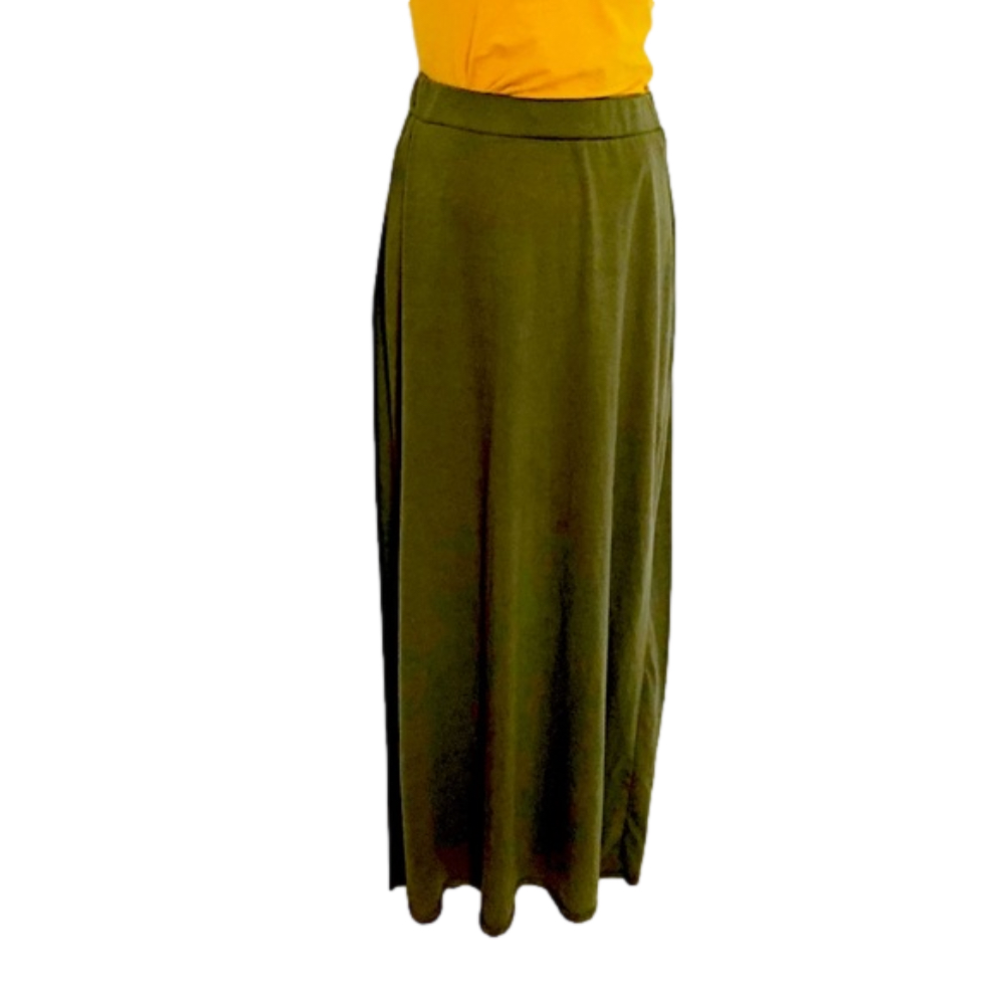 UK2LA - Long Dark Green Pull on Skirt